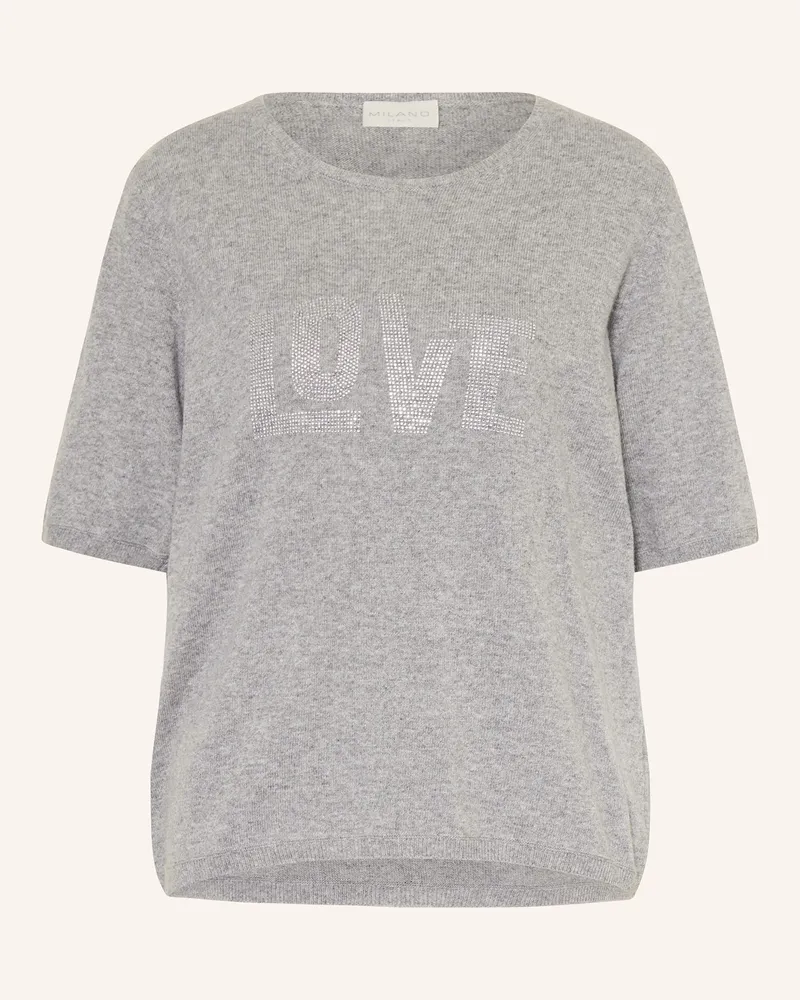 Milano Italy Pullover mit Schmucksteinen Grau