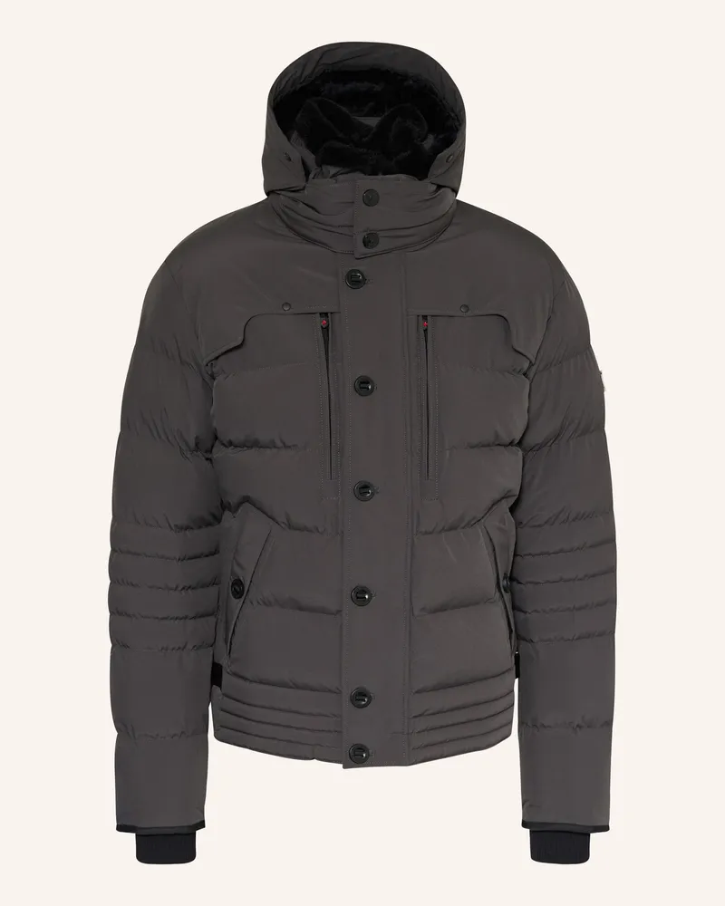 Wellensteyn Steppjacke STARSTREAM mit abnehmbarer Kapuze und Kunstfellbesatz Grau