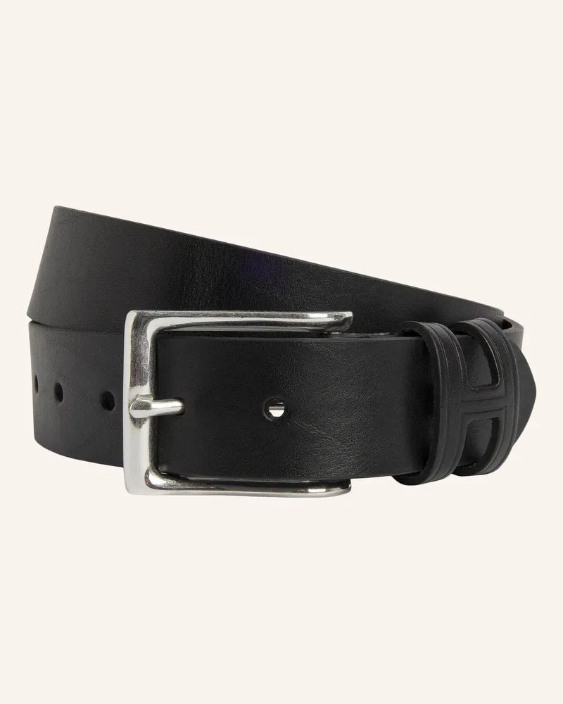 Hackett Gürtel Tack Stitch H Keeper schwarz Schwarz