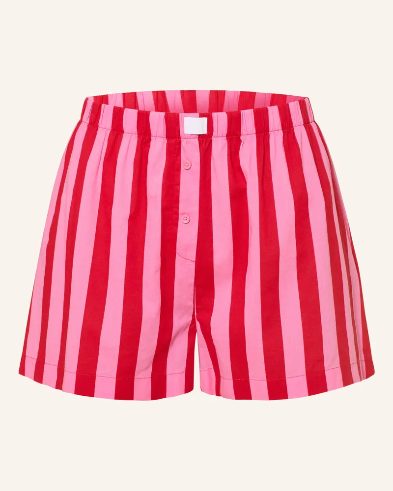 Mey Schlafshorts Serie Happy Stripes rot Rosa