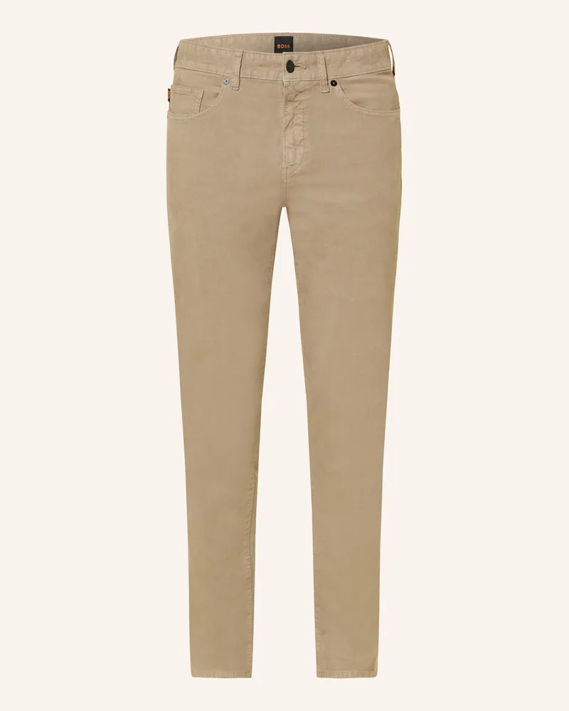 HUGO BOSS Cordhose Delaware Slim Fit gruen Beige