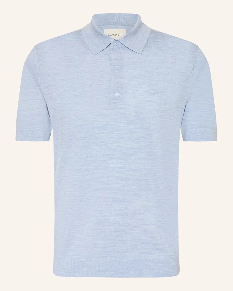 Gant Strick-Poloshirt Regular Fit aus Merinowolle Hellblau