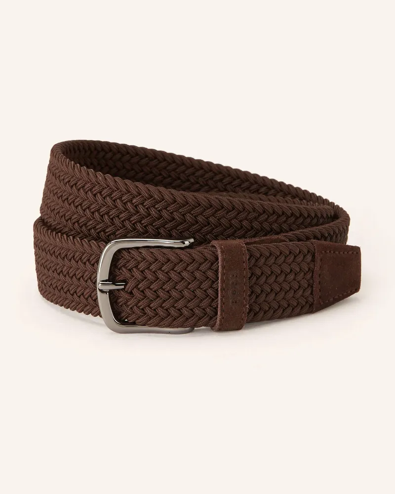 HUGO BOSS Flechtgürtel Sash braun Dunkelbraun