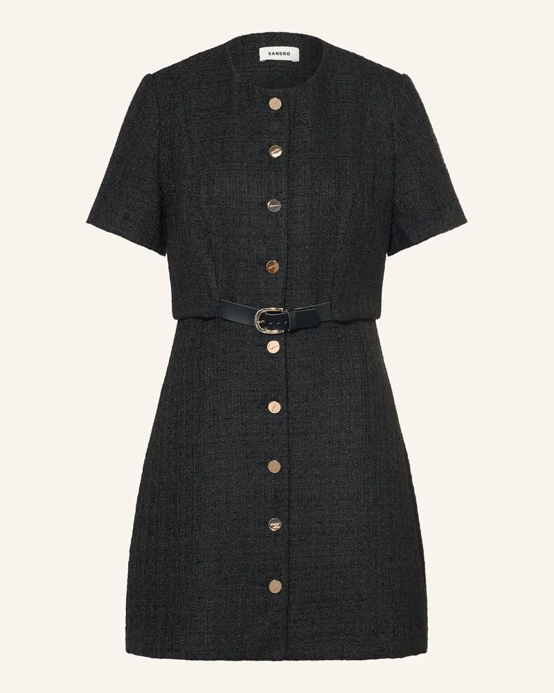 Sandro Tweed-Kleid schwarz Schwarz