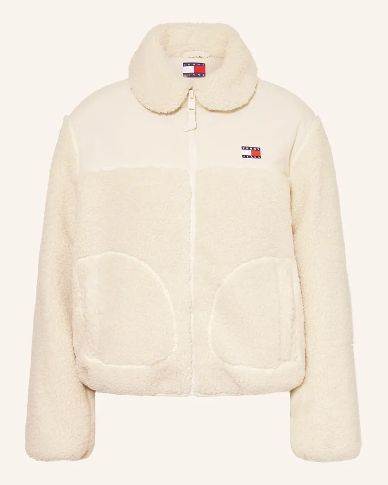 Tommy Hilfiger Teddyfell-Jacke im Materialmix Ecru