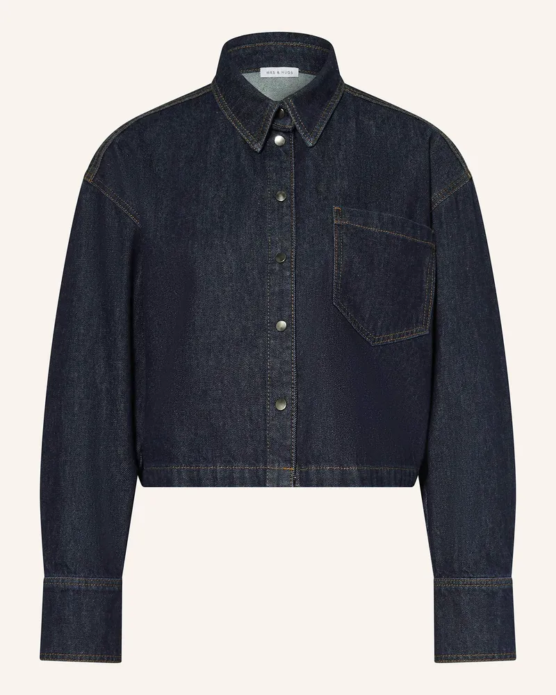 Mrs & HUGS Jeansbluse blau Dunkelblau