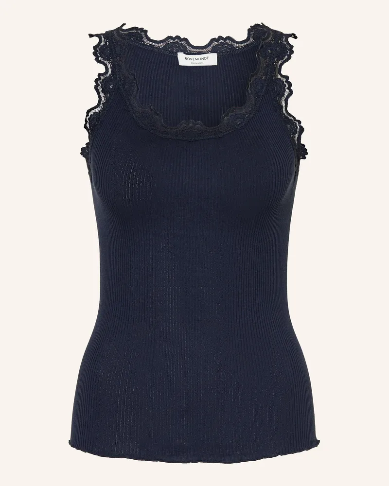 Rosemunde Seidentop Babette Mit Spitze blau Dunkelblau