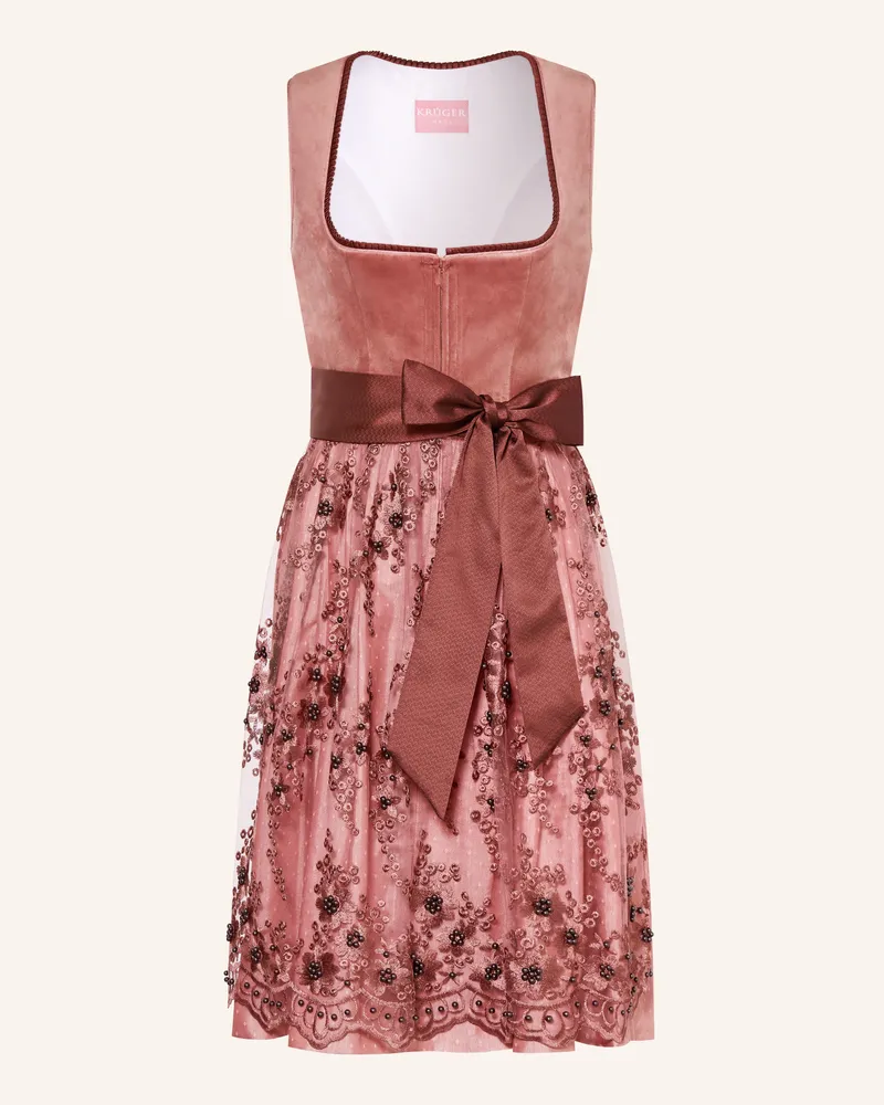 Krüger Dirndl KAELYN mit Schmuckperlen Hellrot