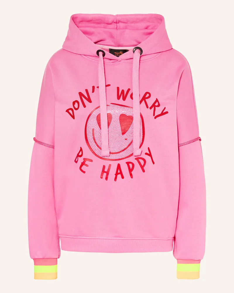 Miss Goodlife Hoodie mit Schmucksteinen Pink