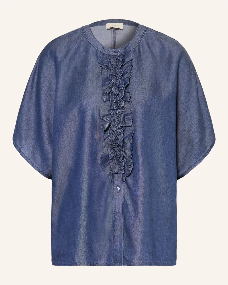 Milano Italy Bluse In Jeansoptik Mit Rüschen blau Dunkelblau