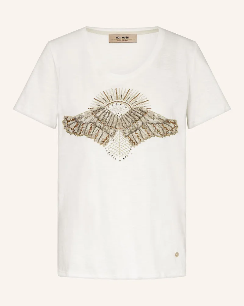 Mos Mosh T-Shirt MMNADINE mit Schmuckperlen und Pailletten Weiss