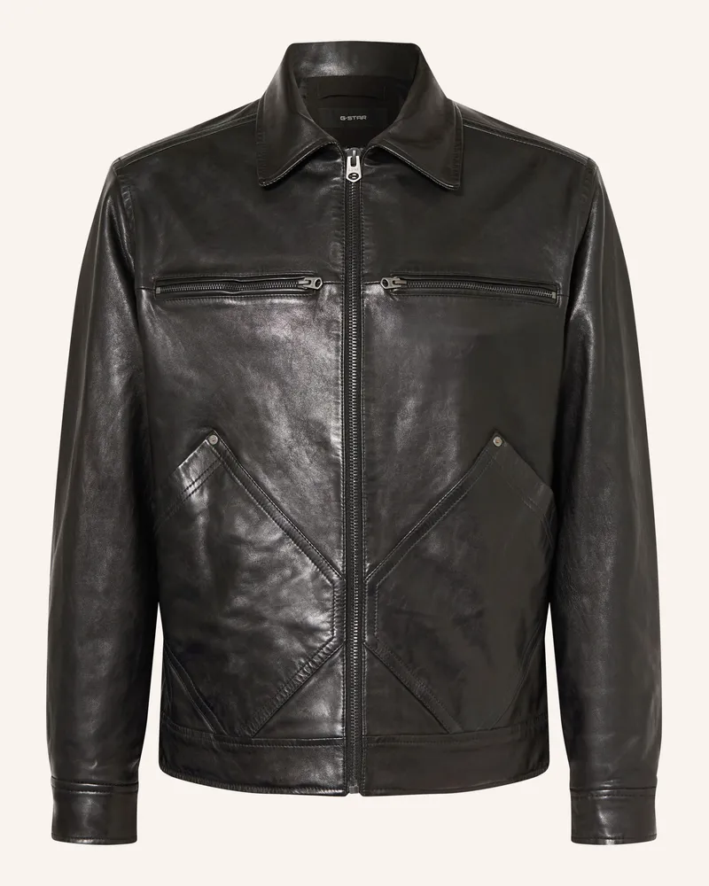 G-STAR RAW Lederjacke schwarz Schwarz