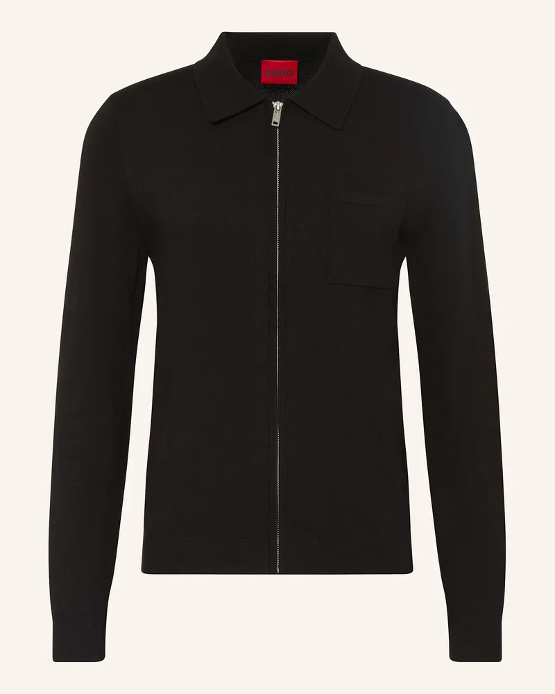 HUGO BOSS Strickjacke San Jean schwarz Schwarz