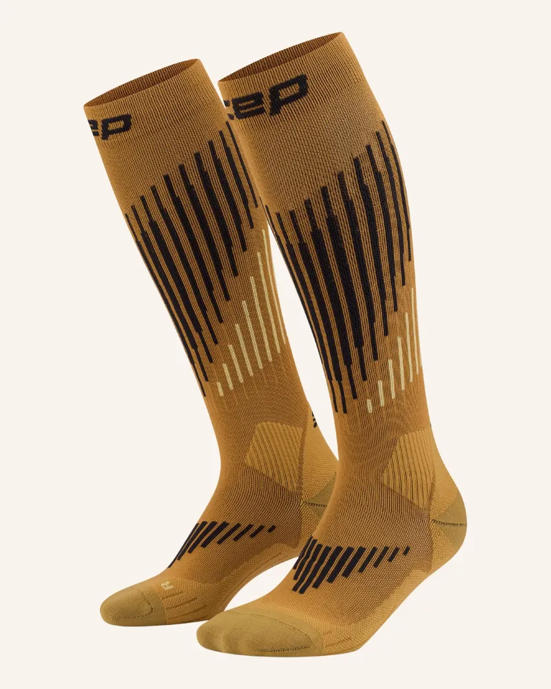 CEP Laufsocken KNEE HIGH TOURING SKIING mit Kompression Braun