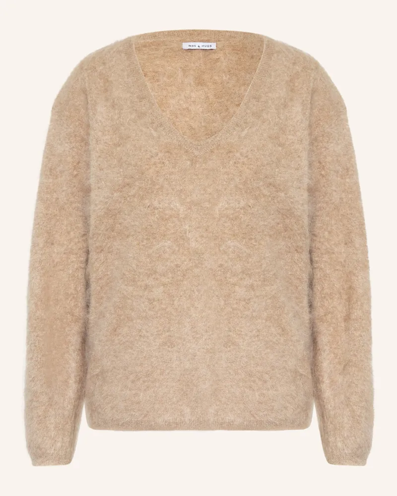 Mrs & HUGS Cashmere-Pullover Hellbraun