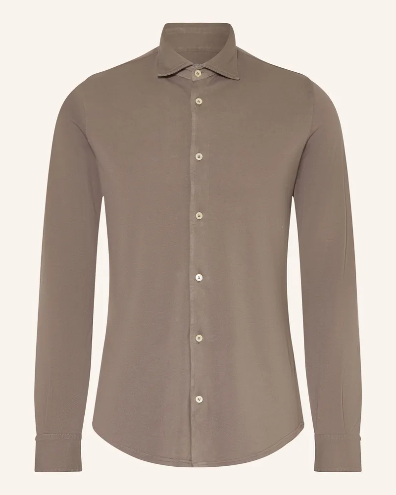 Fedeli Piqué-Hemd STELVE Slim Fit Taupe