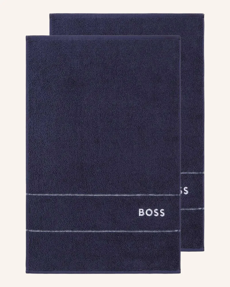HUGO BOSS Gästetuch 2er Set Plain blau Dunkelblau