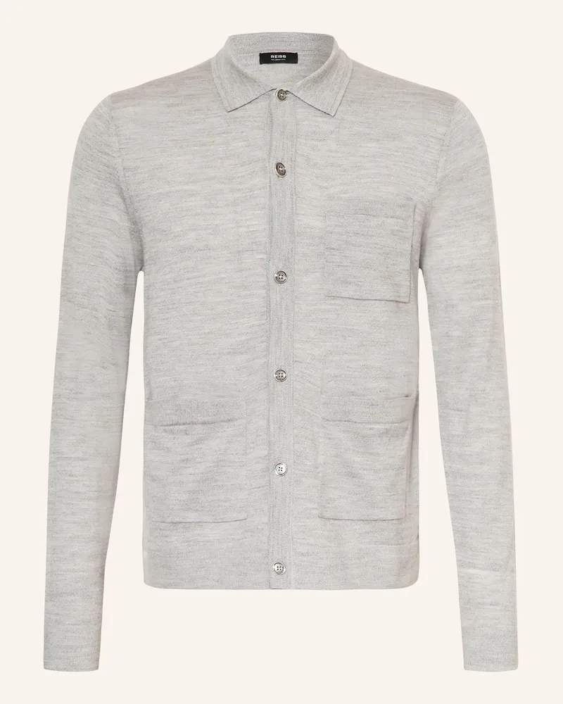 Reiss Strickhemd MUNICH Regular Fit aus Merinowolle Hellgrau