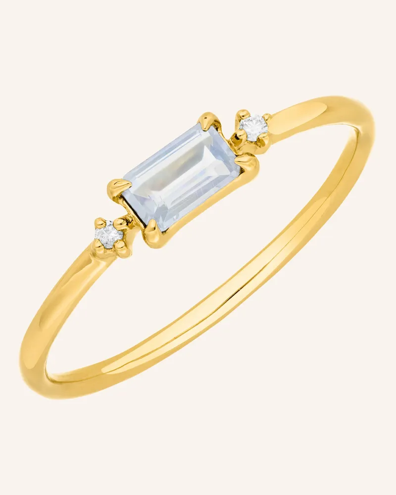 Leaf Ring MONDSTEIN aus 14 Karat Gelbgold Gold