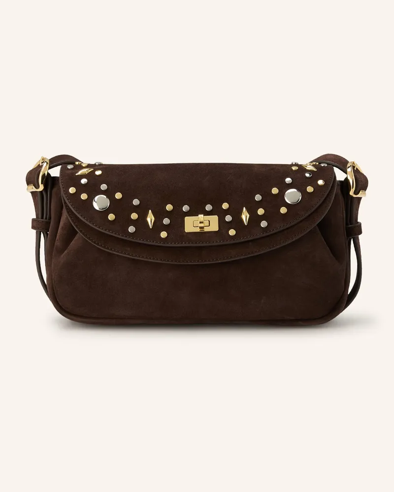 Sandro Umhängetasche mit Nieten Dunkelbraun