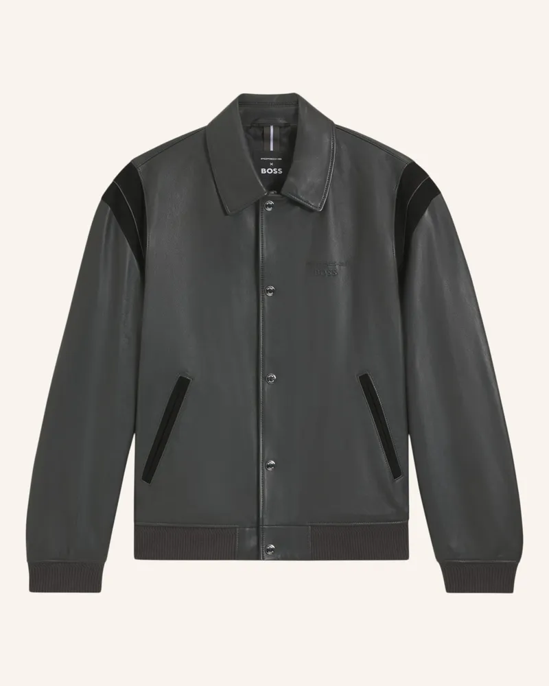HUGO BOSS Lederjacke MEON_PS Regular Fit Schwarz