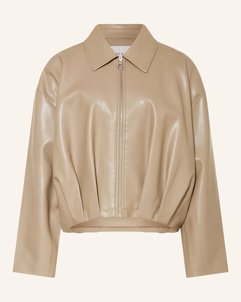 Mrs & HUGS Blouson in Lederoptik Hellbraun