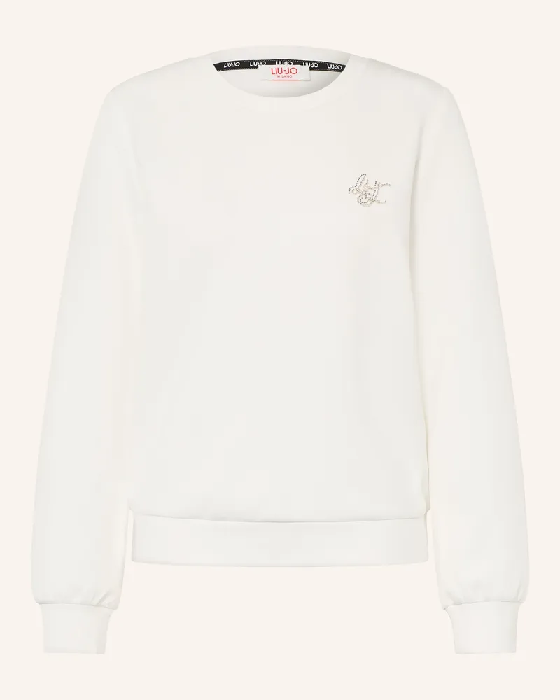 Liu Jo Sweatshirt Mit Schmucksteinen weiss Weiss