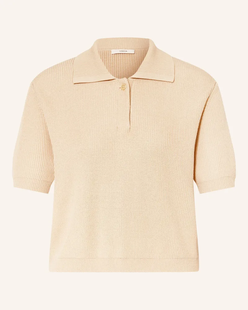 Vince Strick-Poloshirt Hellbraun