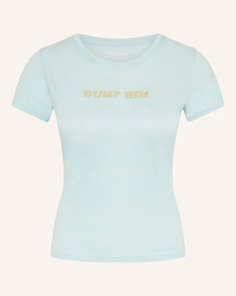 Guess T-Shirt mit Schmucksteinen Türkis