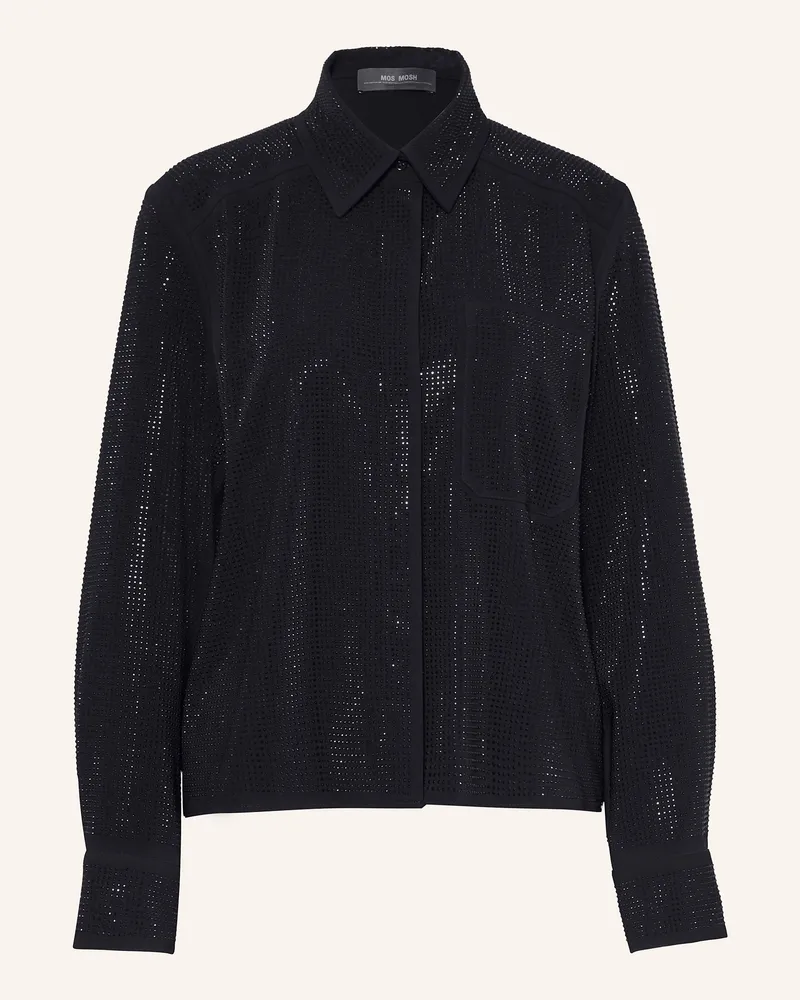 Mos Mosh Hemdbluse MMPENNIE mit Schmucksteinen Schwarz