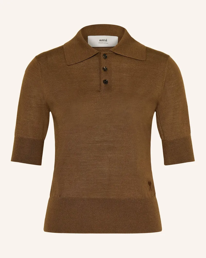AMI Paris Strick-Poloshirt Braun