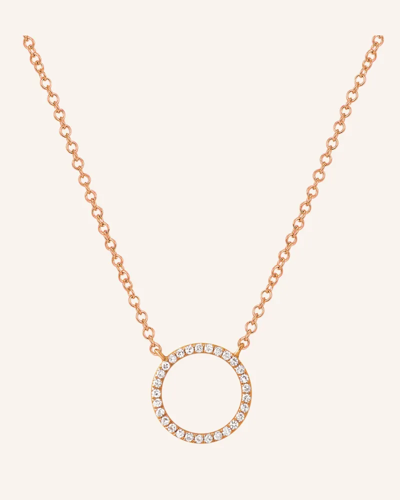 Leaf Halskette CIRCLE aus 18 Karat Roségold mit Diamanten Roségold