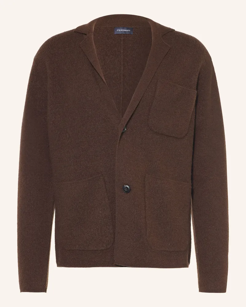 Strokesman's Stricksakko Slim Fit braun Dunkelbraun
