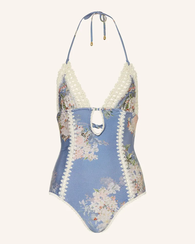 Zimmermann Neckholder-Badeanzug Cascadian blau Blaugrau