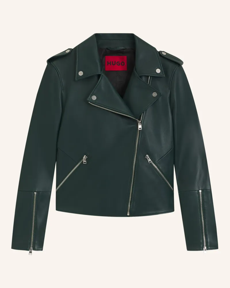 HUGO BOSS Lederjacke LUJANA Regular Fit Dunkelgrün