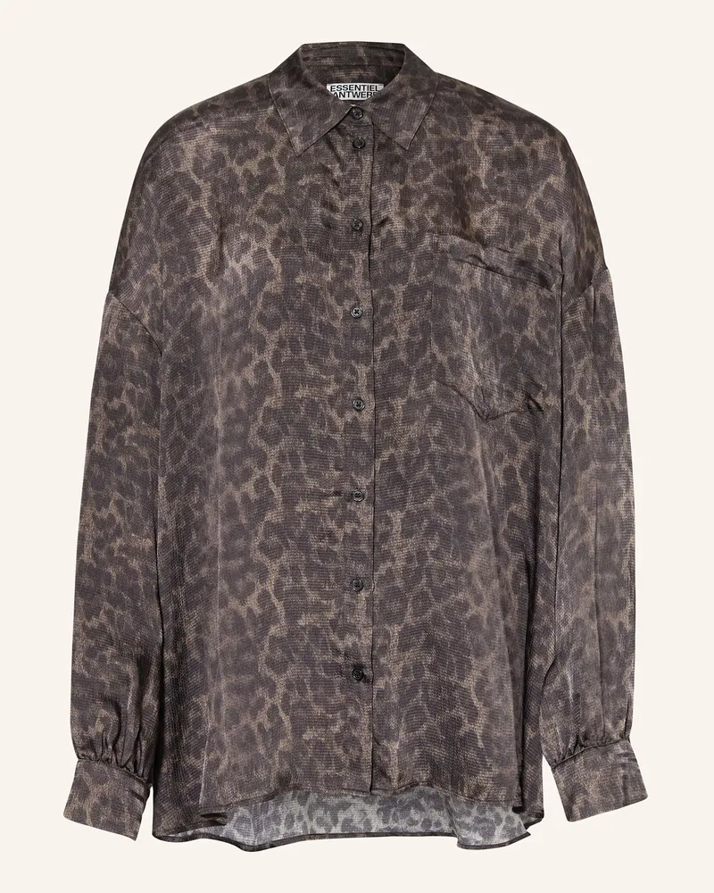 Essentiel Oversized-Hemdbluse Ilorin Mit Volants braun Schwarz