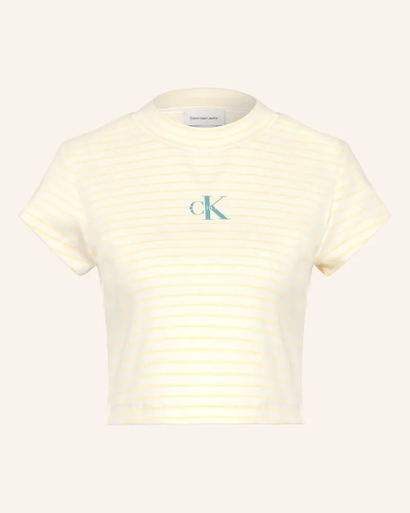 Calvin Klein Cropped-Shirt gelb Ecru