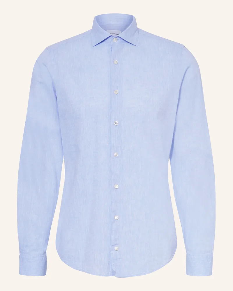 Roy Robson Hemd Slim Fit mit Leinen Hellblau