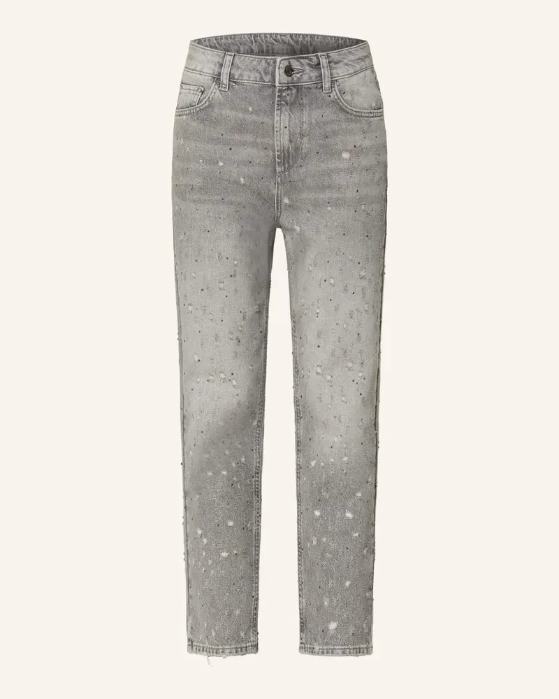 Liu Jo Straight Jeans mit Schmucksteinen Grau