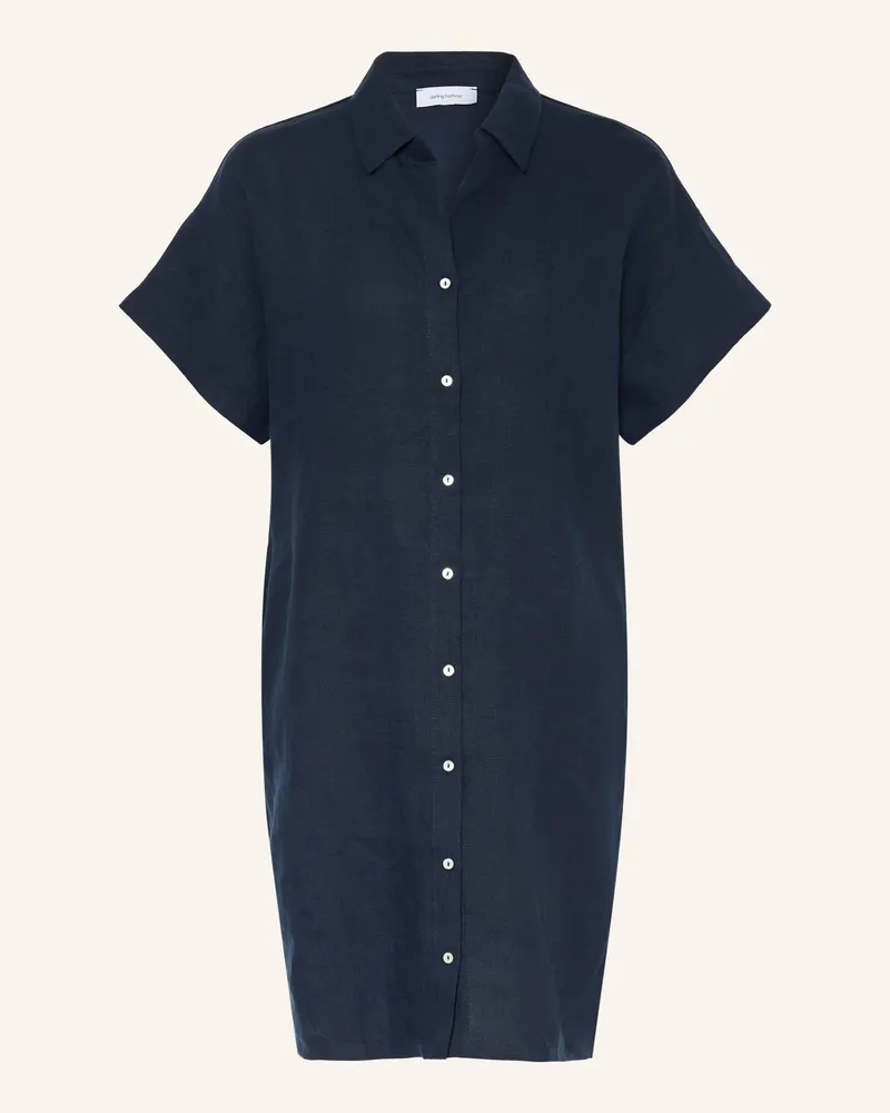 Darling Harbour Hemdblusenkleid im Materialmix mit Leinen Navy