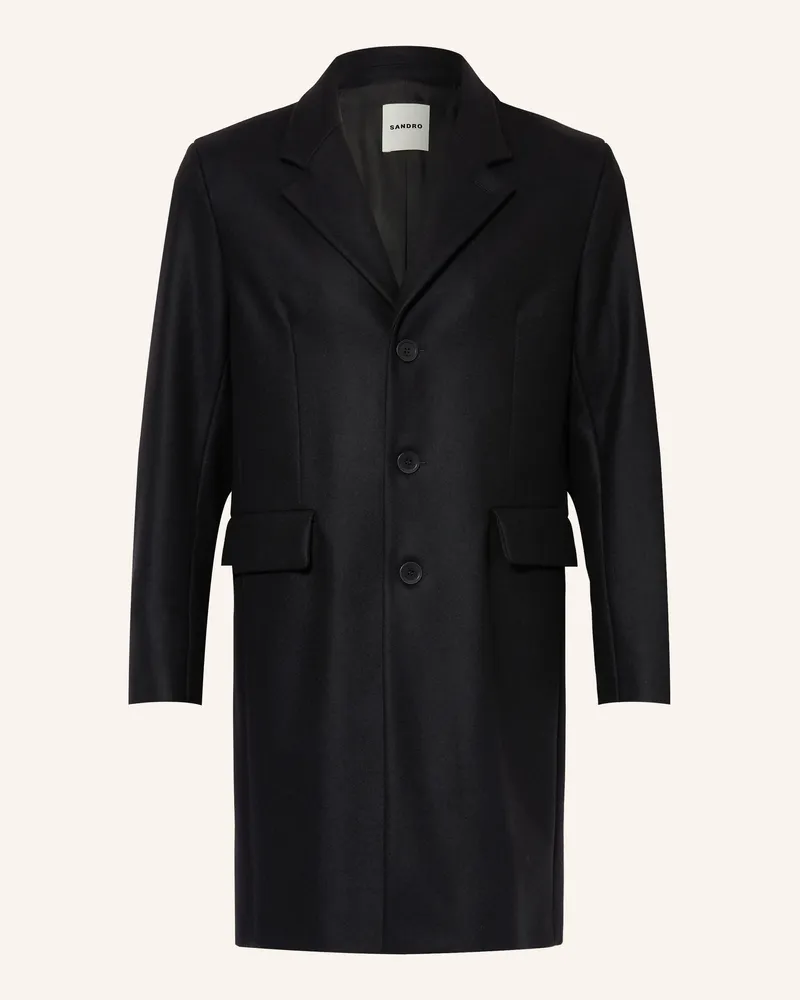 Sandro Wollmantel schwarz Schwarz