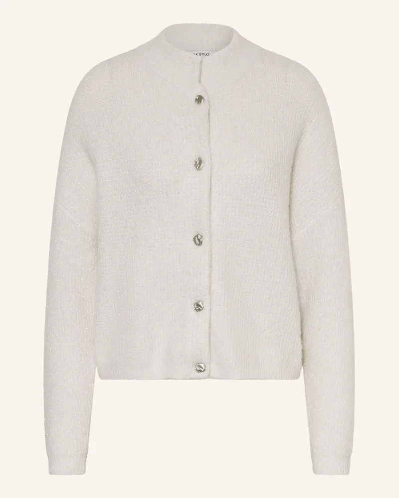 Gestuz Strickjacke Gzalpha Mit Glitzergarn weiss Ecru