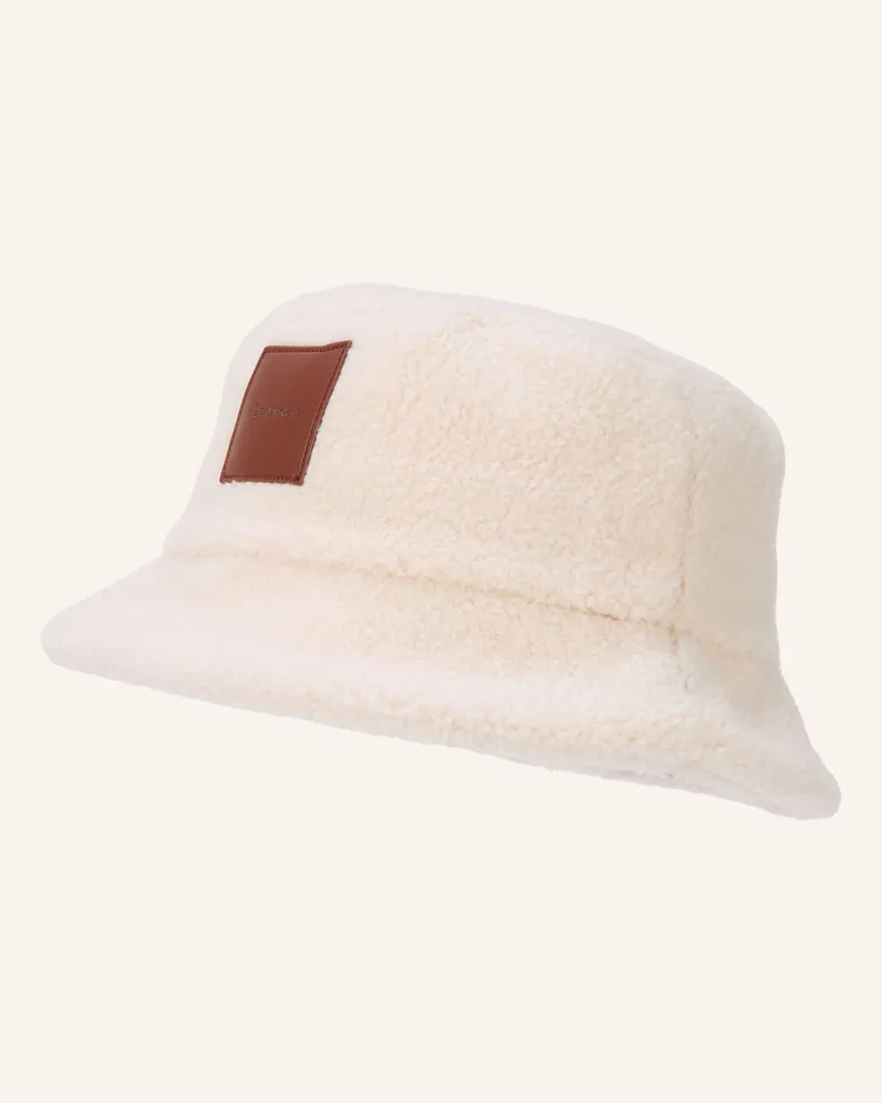 Calvin Klein Bucket-Hat Aus Teddyfell weiss Creme