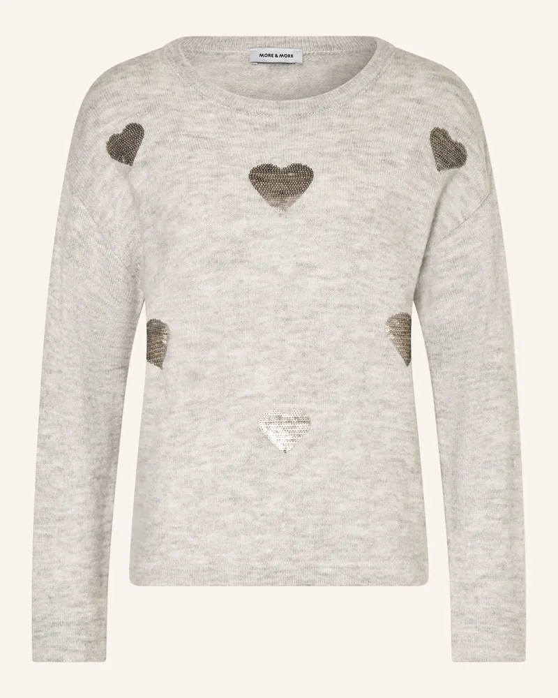 More & More Pullover mit Pailletten Hellgrau