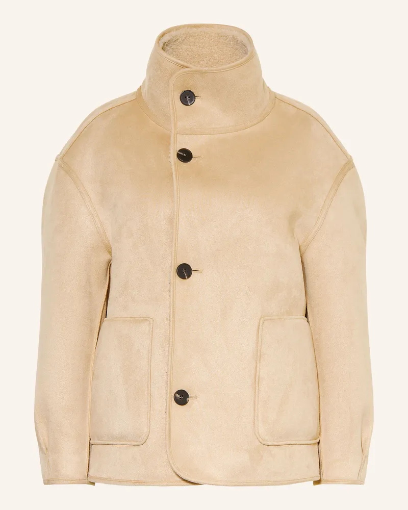 OPUS Teddyfell-Jacke Haella Zum Wenden beige Hellbraun
