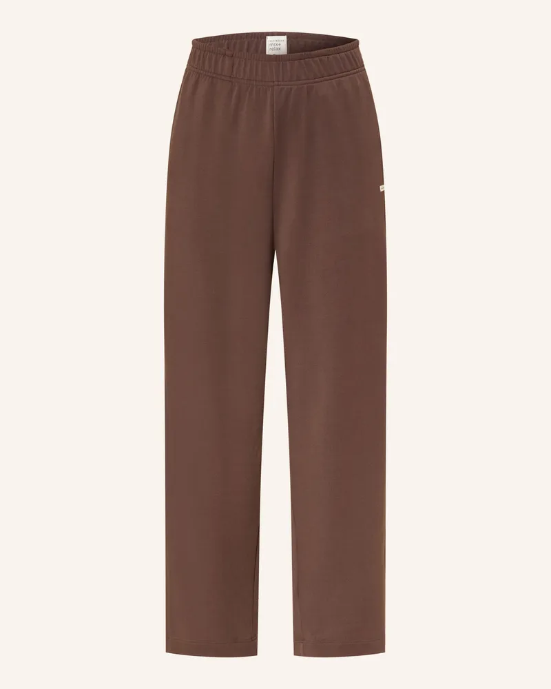 Schiesser Lounge-Sweatpants Mix+Relax braun Dunkelbraun