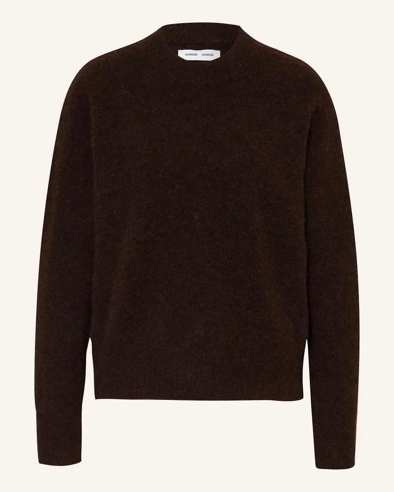 Samsøe & Samsøe Pullover ANOUR mit Merinowolle und Alpaka Dunkelbraun