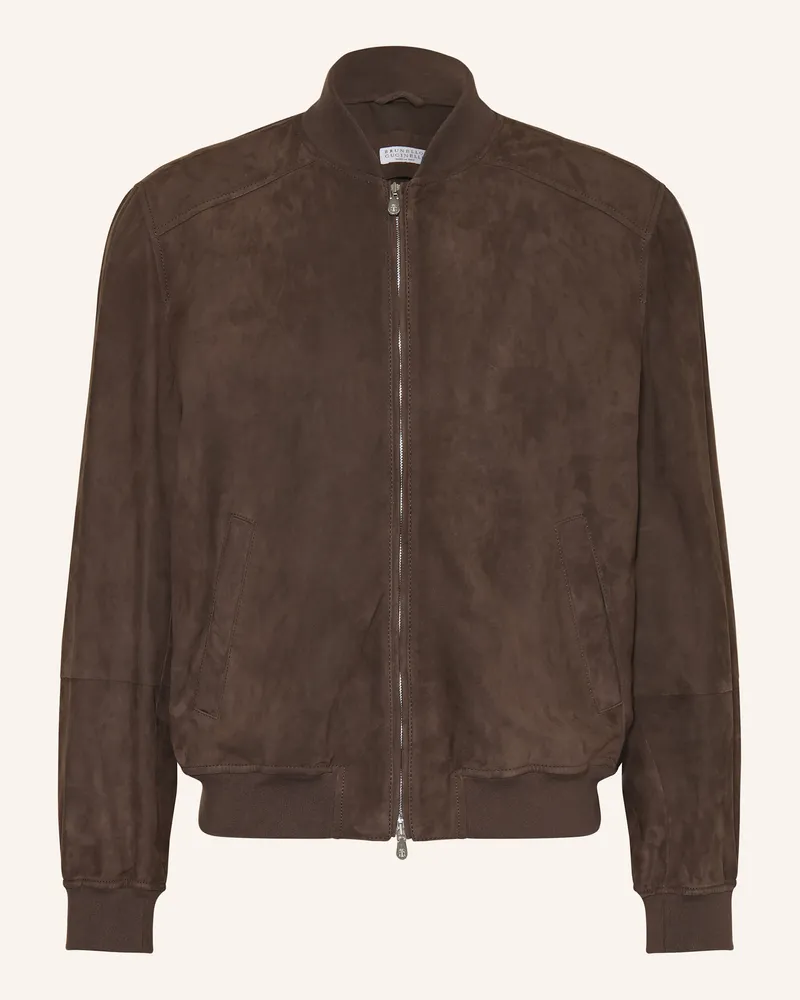 Brunello Cucinelli Lederblouson Dunkelbraun