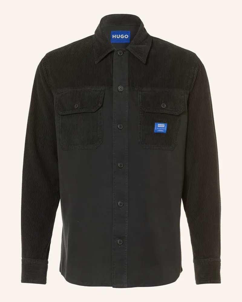 HUGO BOSS Cordhemd Ebrin Regular Fit Im Materialmix schwarz Schwarz