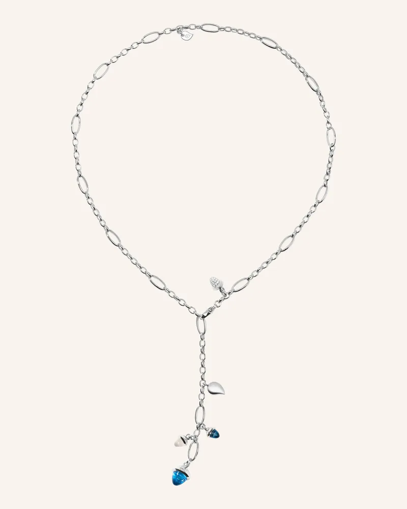 TAMARA COMOLLI Halskette NECKLACE MIKADO DELICATE 51 CM 'OCEAN' WITH DIAMOND PAVÉ 18K Weißgold Weissgold